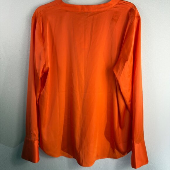 NWT Talbots Women’s Large Satin Blend Orange Pull-on Blouse Top Business - Picture 8 of 16